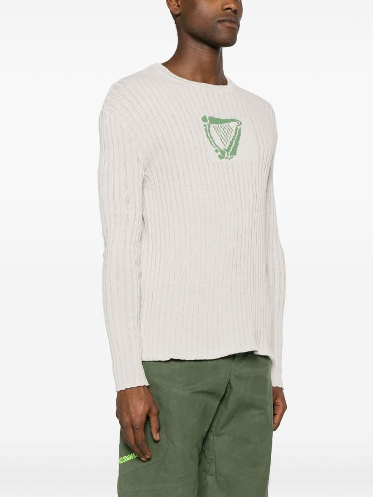 Neutral Harp Cotton Sweater
