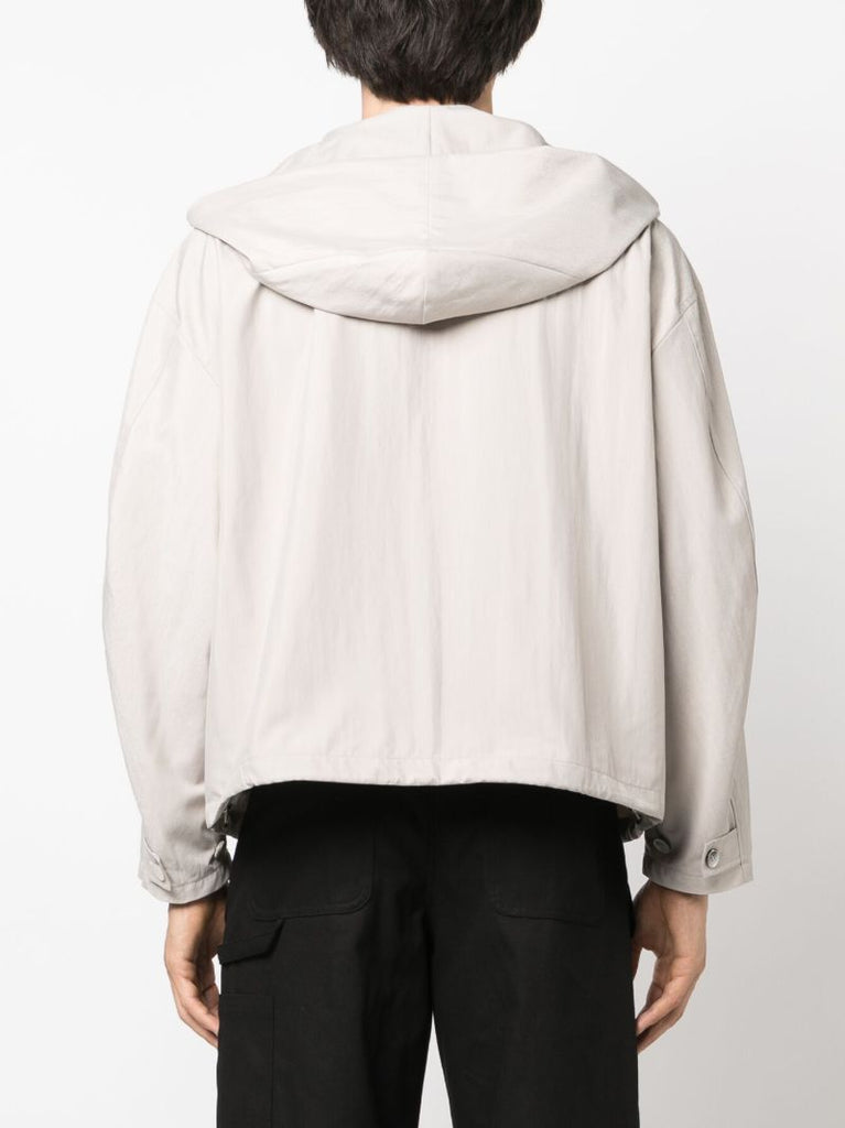 Neutral Draped Hooded Jacket