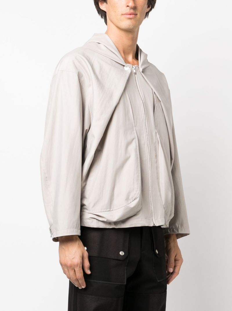 Neutral Draped Hooded Jacket