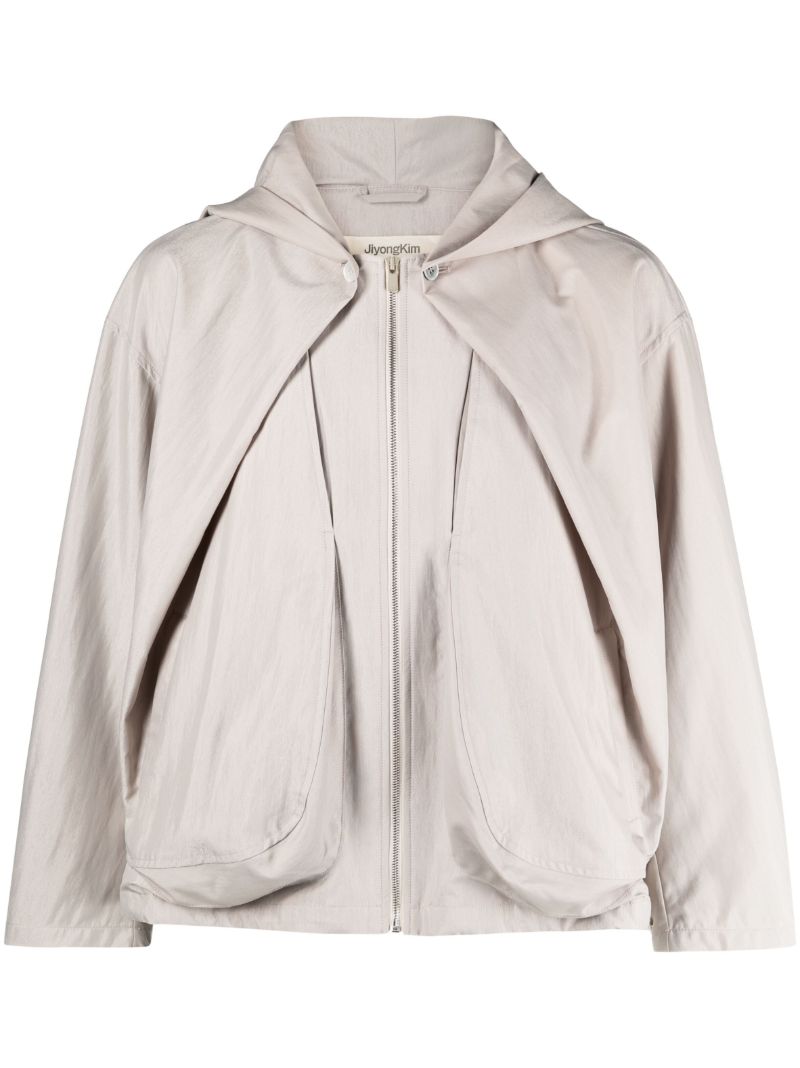 Neutral Draped Hooded Jacket
