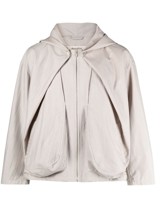 Neutral Draped Hooded Jacket