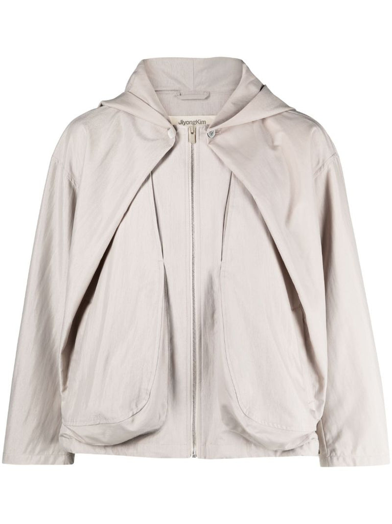 Neutral Draped Hooded Jacket