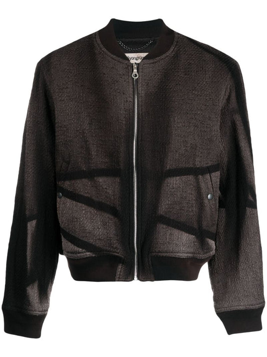 Black Cotton Sunbleached Bomber Jacket
