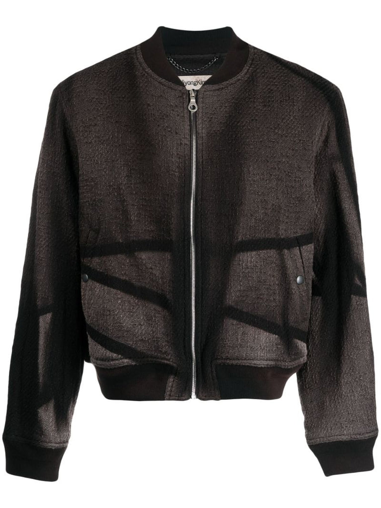 Black Cotton Sunbleached Bomber Jacket