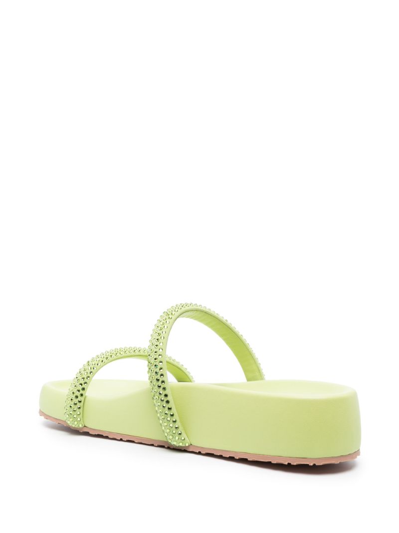 Green Croissette Crystal Embellished Sandals