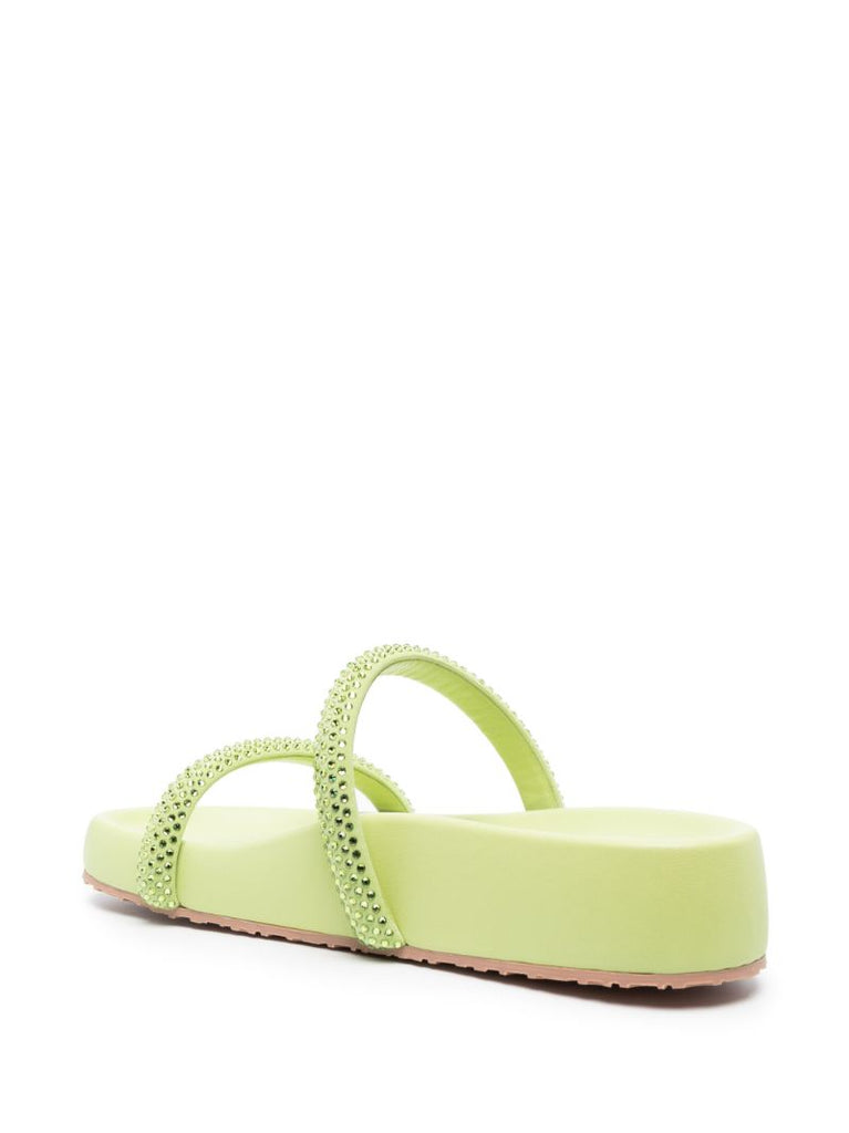 Green Croissette Crystal Embellished Sandals
