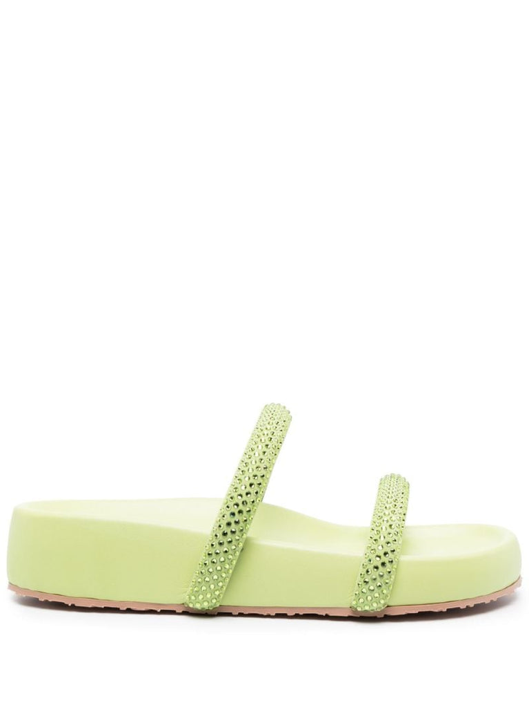 Green Croissette Crystal Embellished Sandals