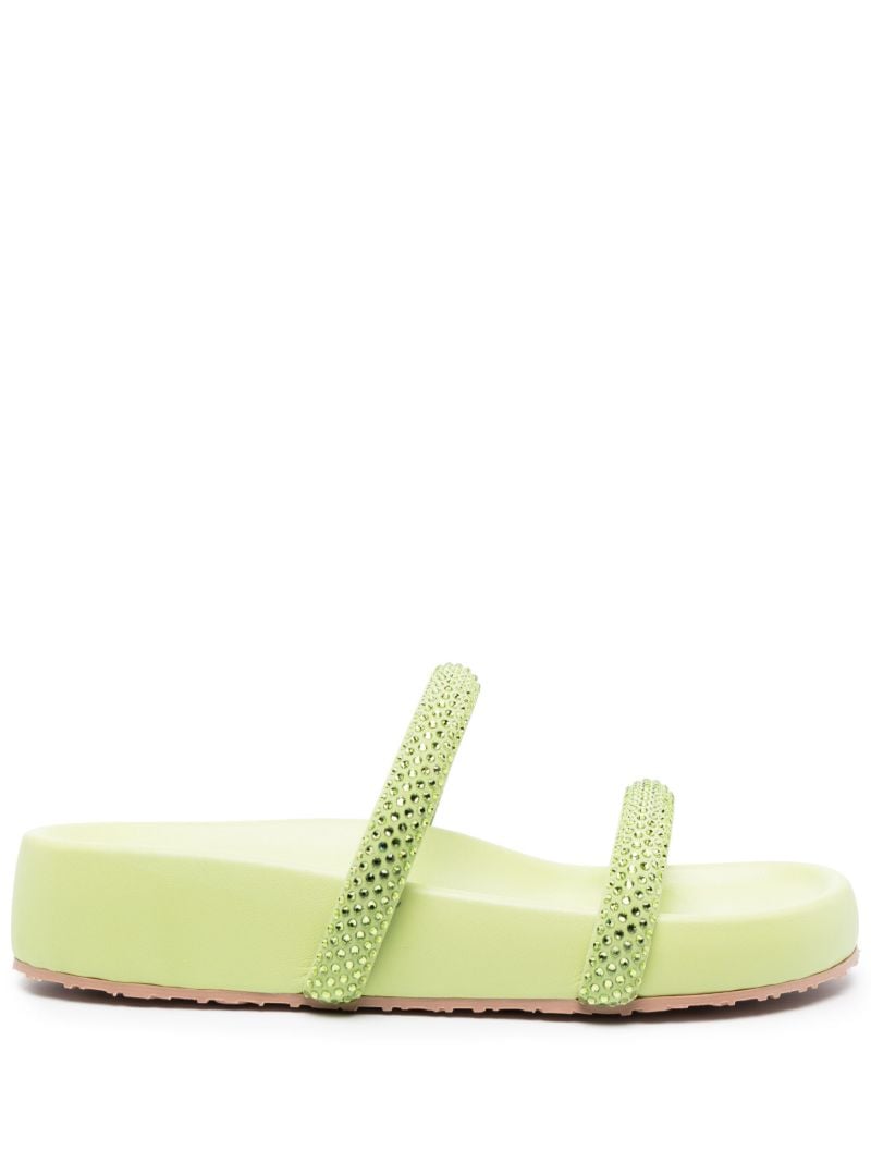 Green Croissette Crystal Embellished Sandals