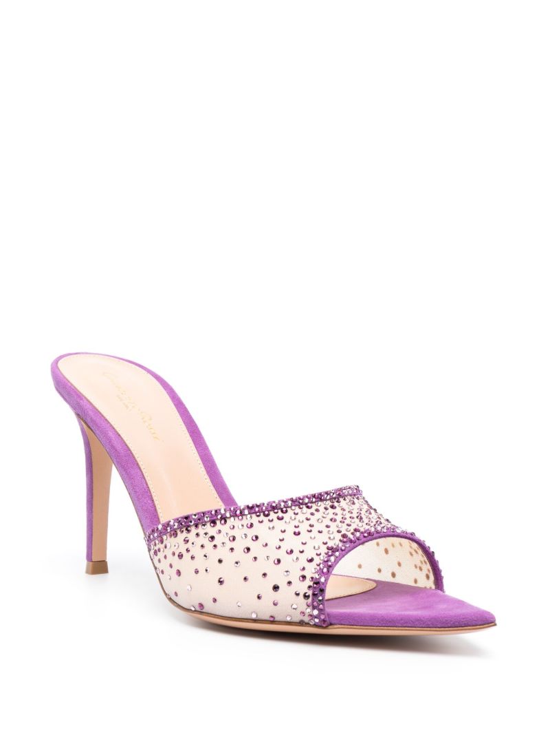 Neutral Rania 85 Crystal Suede Mules