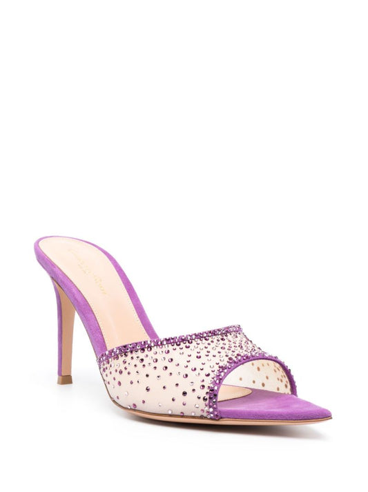 Neutral Rania 85 Crystal Suede Mules