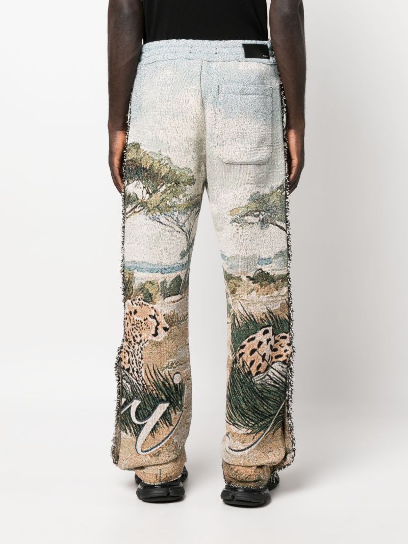 Beige Cheetah Tapestry Trousers