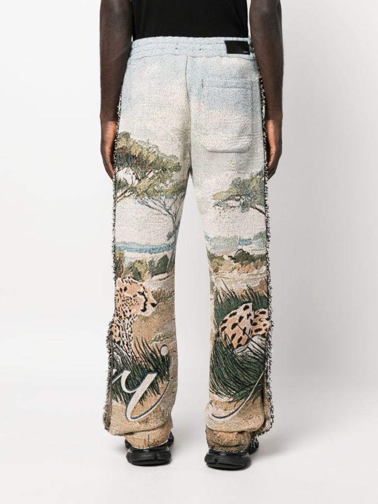 Beige Cheetah Tapestry Trousers