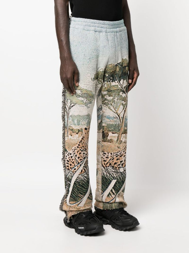 Beige Cheetah Tapestry Trousers