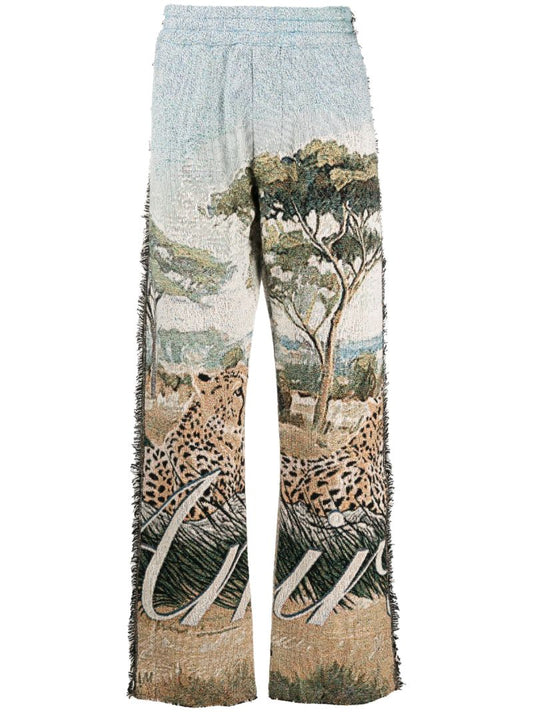 Beige Cheetah Tapestry Trousers