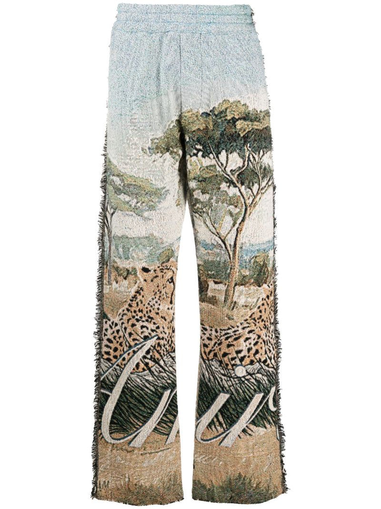 Beige Cheetah Tapestry Trousers