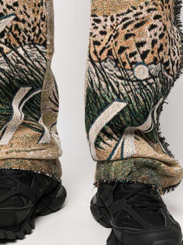 Beige Cheetah Tapestry Trousers