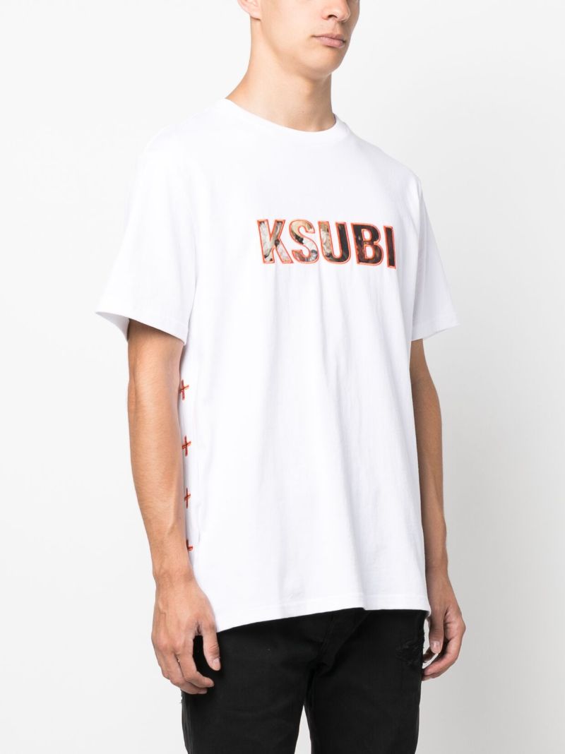 White Logo Print T-shirt
