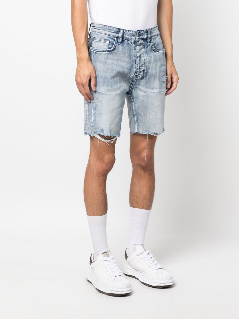 Blue Ripped Detail Denim Shorts