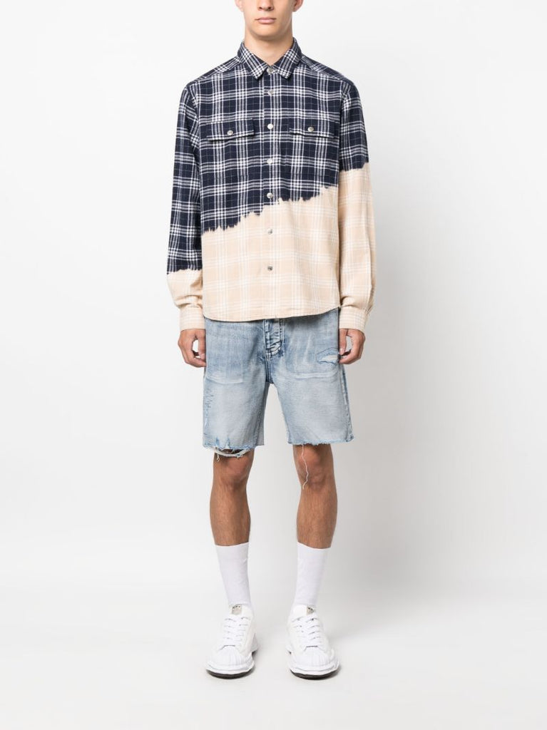 Blue Ripped Detail Denim Shorts