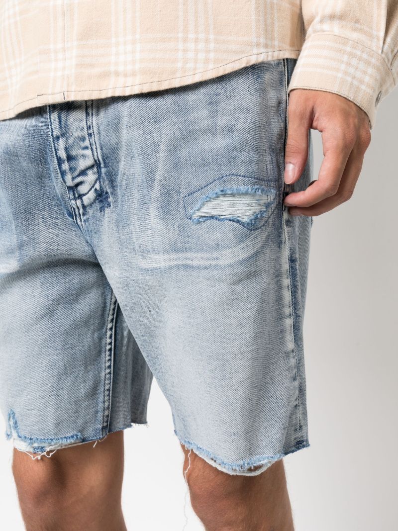 Blue Ripped Detail Denim Shorts
