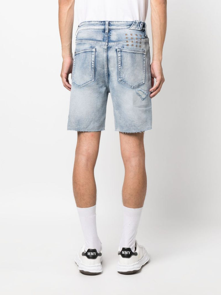 Blue Ripped Detail Denim Shorts
