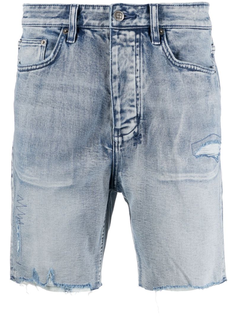 Blue Ripped Detail Denim Shorts