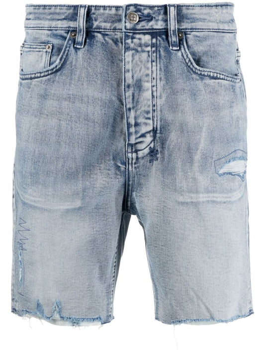 Blue Ripped Detail Denim Shorts