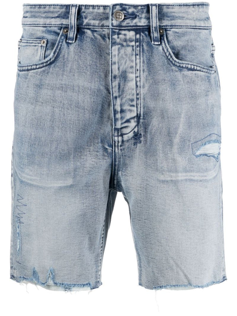 Blue Ripped Detail Denim Shorts
