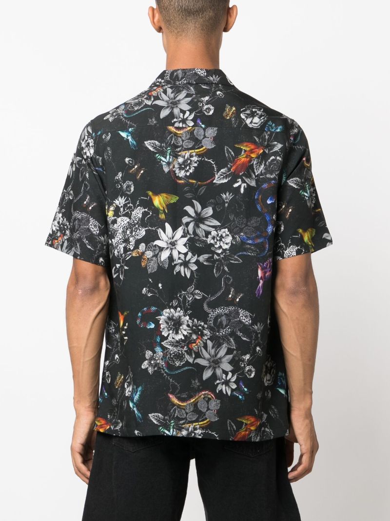 Black Floral-print Tencel Shirt