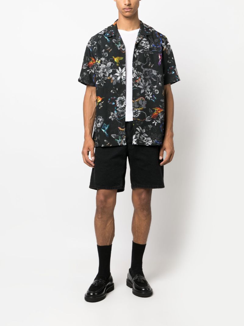 Black Floral-print Tencel Shirt