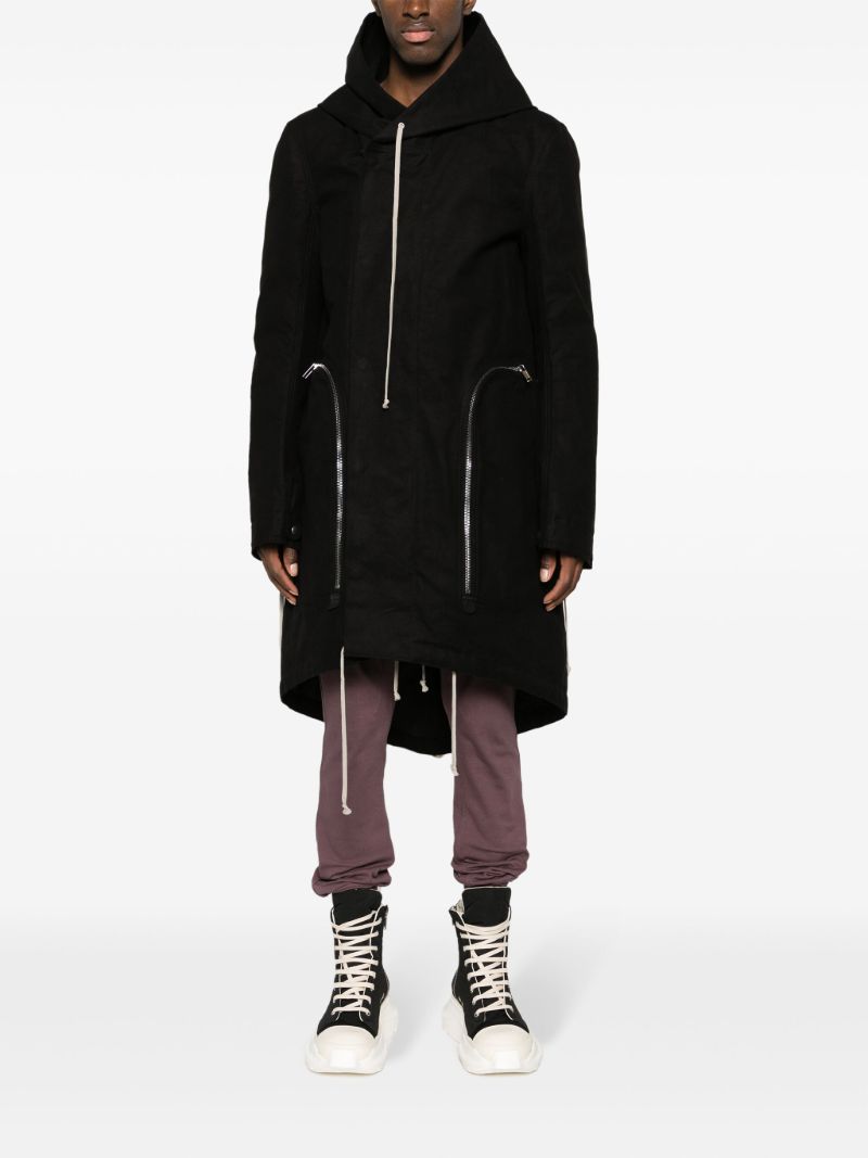 Black Bauhaus Fishtail Hooded Parka Coat