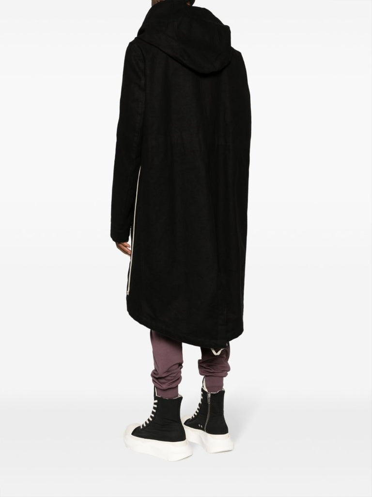 Black Bauhaus Fishtail Hooded Parka Coat