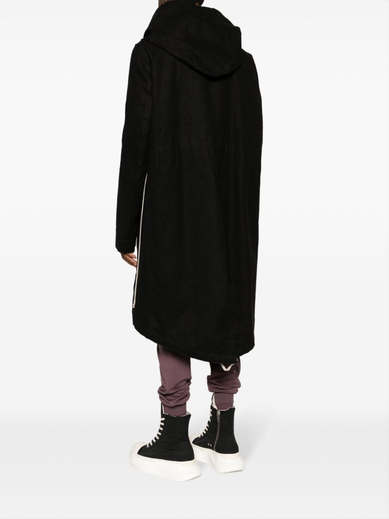 Black Bauhaus Fishtail Hooded Parka Coat