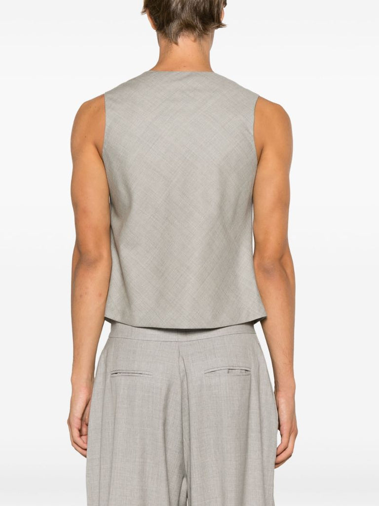 Grey Cowl Neck Wool Tank Top