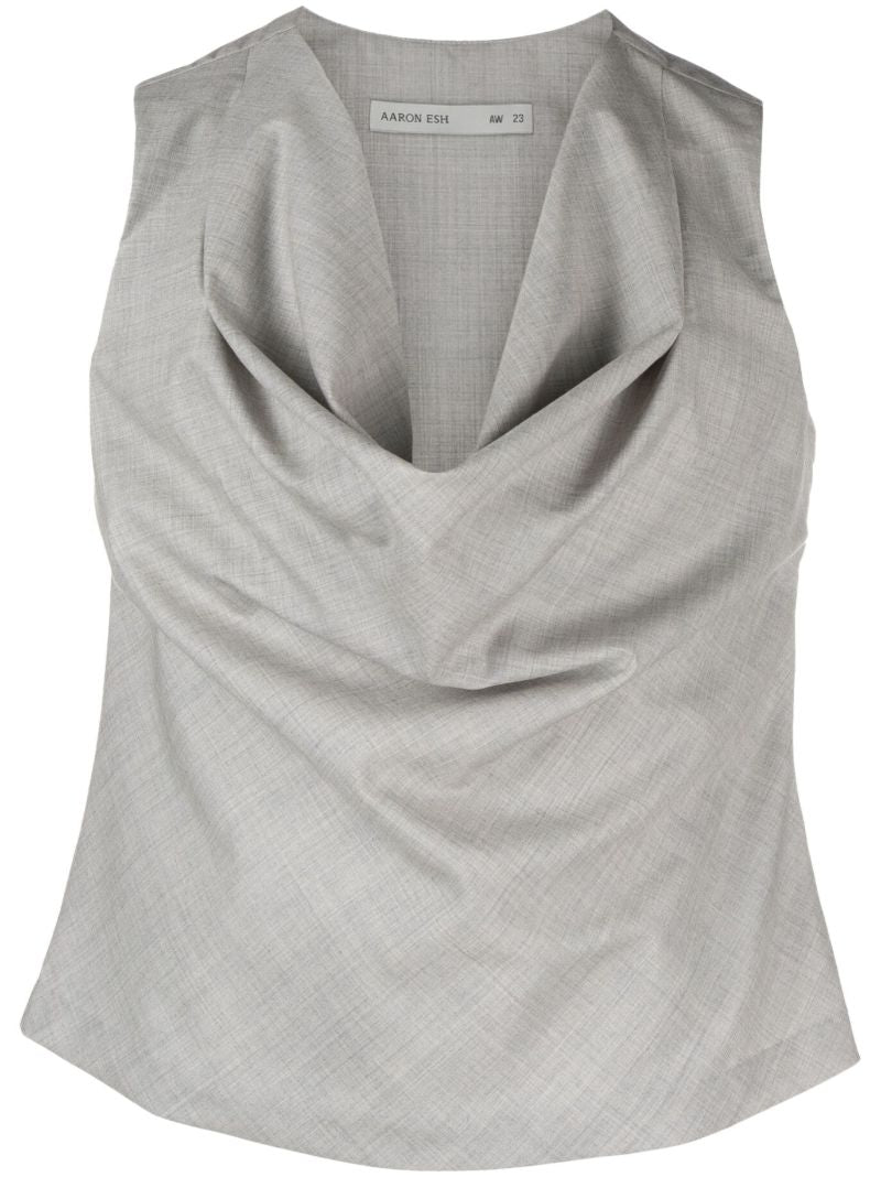 Grey Cowl Neck Wool Tank Top