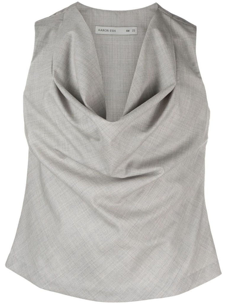 Grey Cowl Neck Wool Tank Top