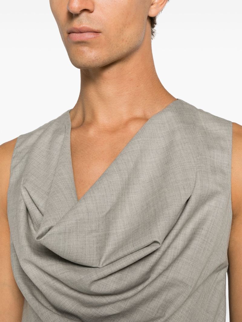 Grey Cowl Neck Wool Tank Top