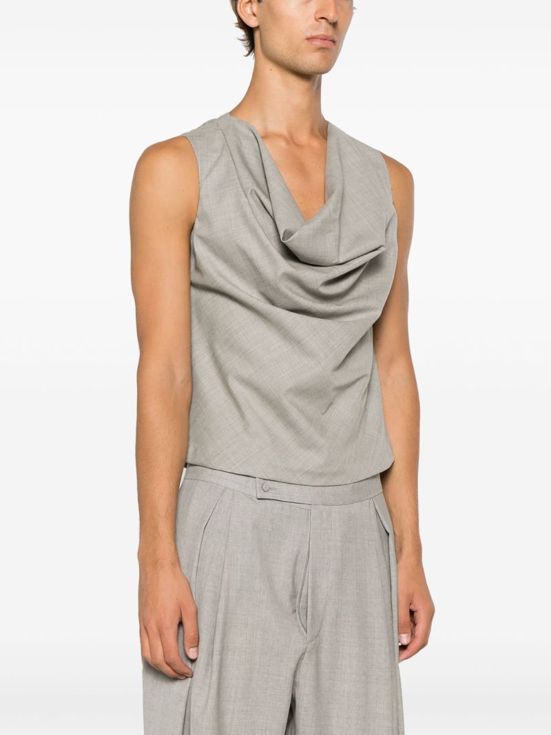 Grey Cowl Neck Wool Tank Top