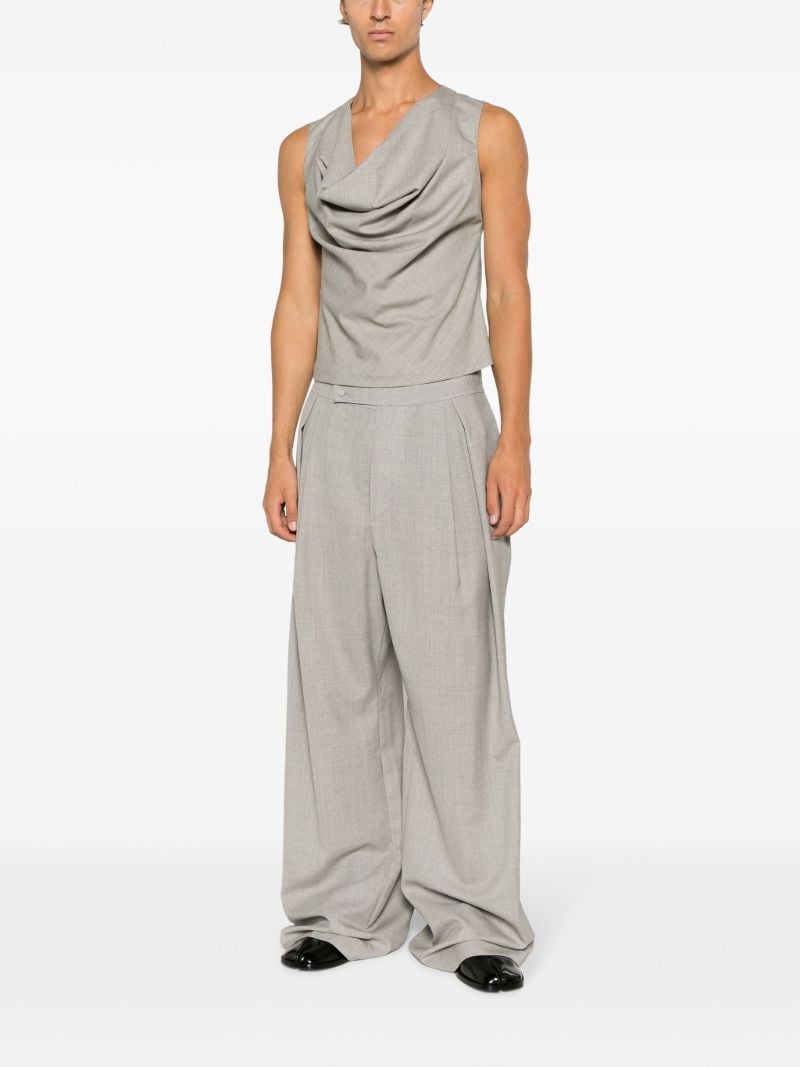Grey Wide-leg Wool Trousers