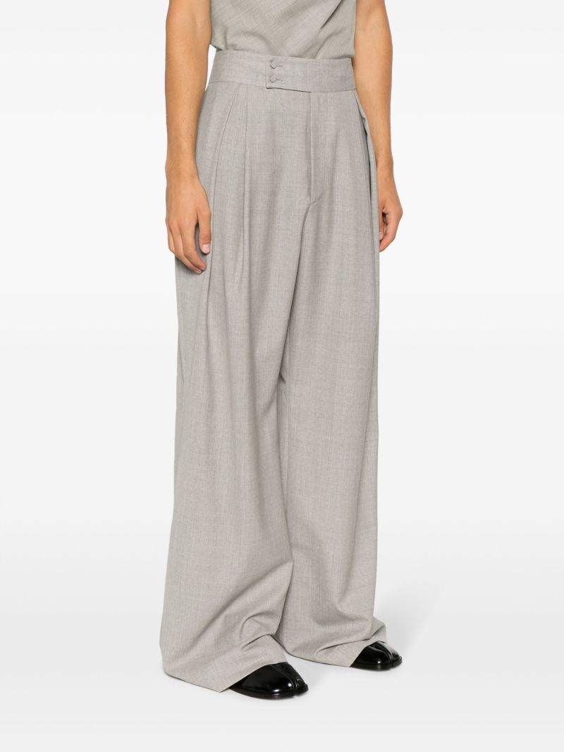 Grey Wide-leg Wool Trousers