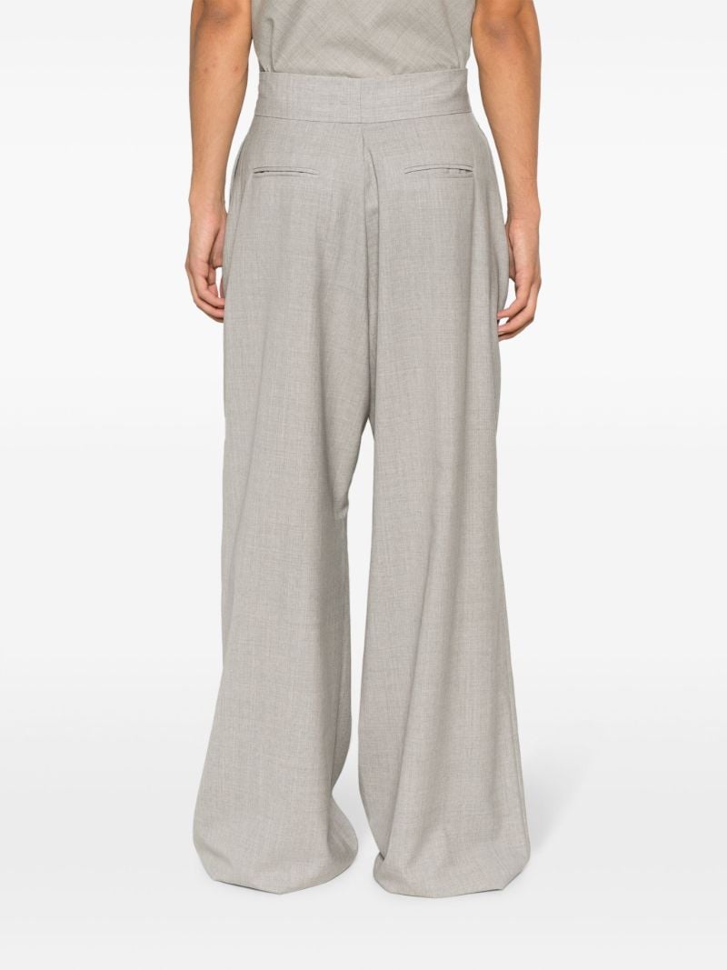 Grey Wide-leg Wool Trousers