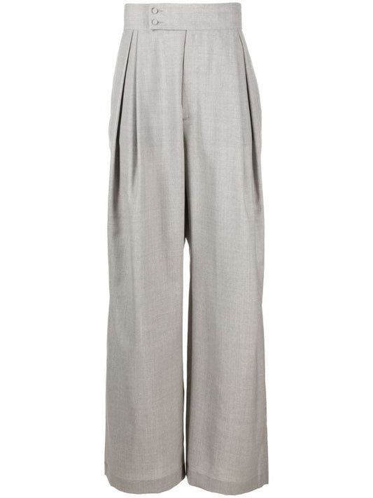 Grey Wide-leg Wool Trousers