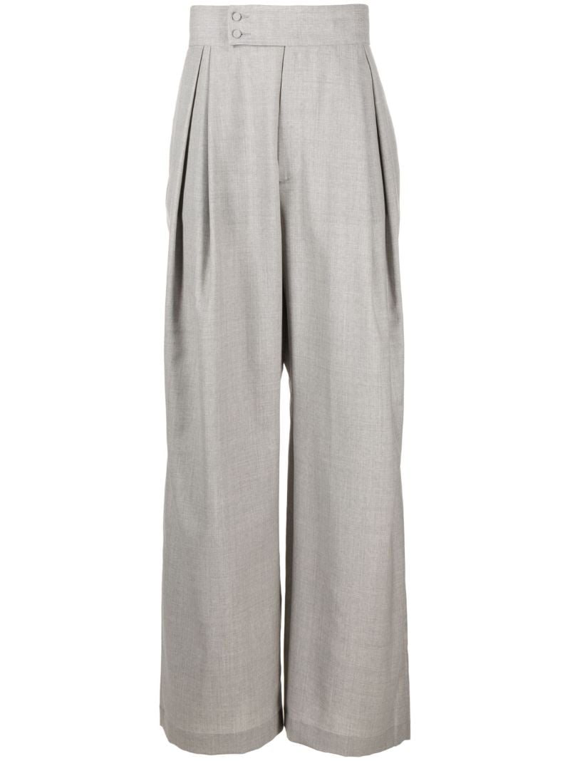 Grey Wide-leg Wool Trousers