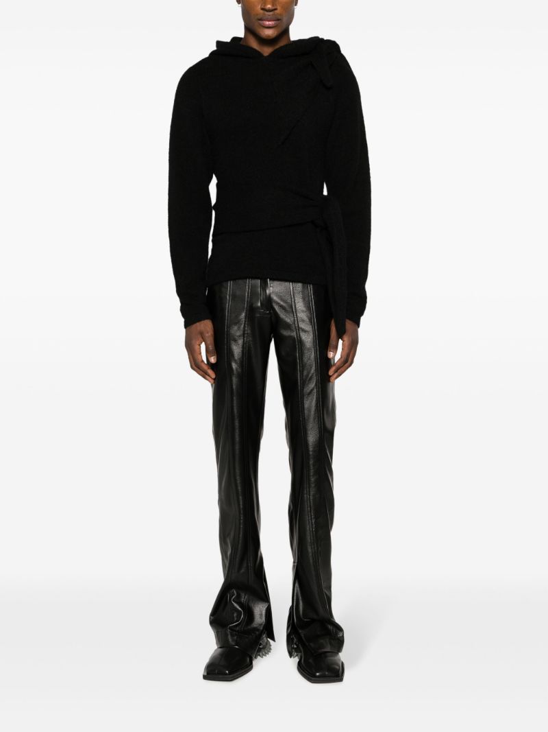 Black Tie Fastening Mohair Hoodie