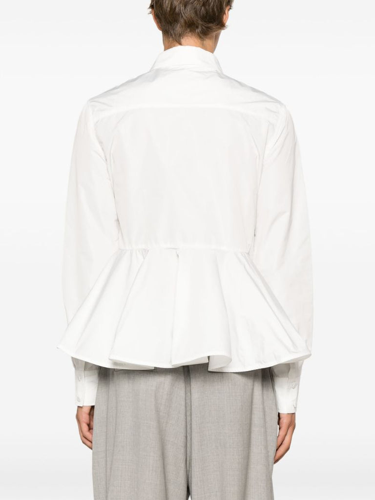 White Zip Up Peplum Shirt