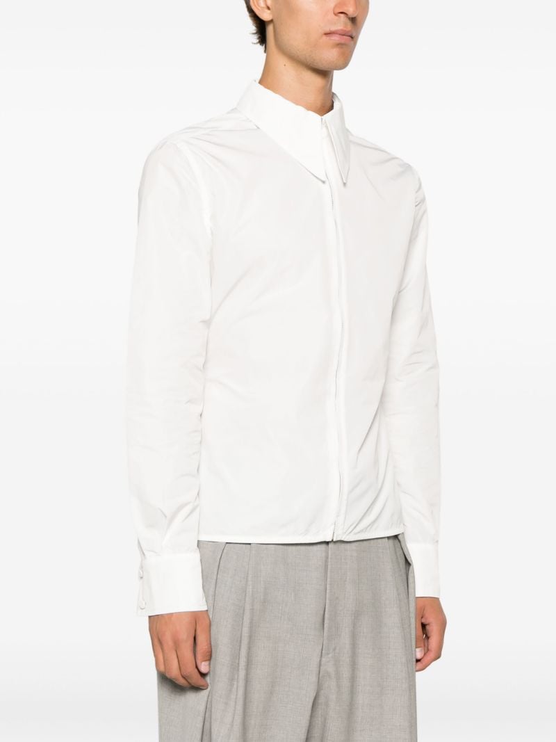 White Zip Up Peplum Shirt
