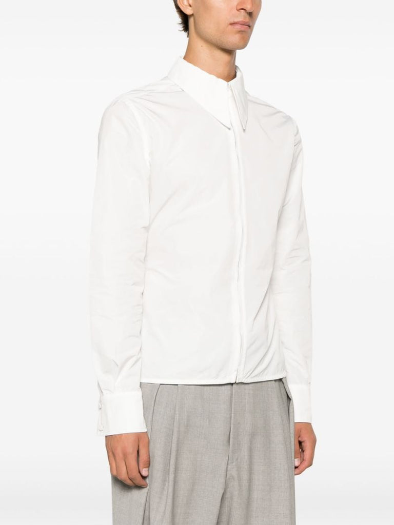 White Zip Up Peplum Shirt