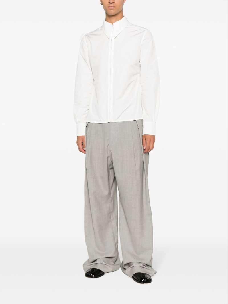 White Zip Up Peplum Shirt