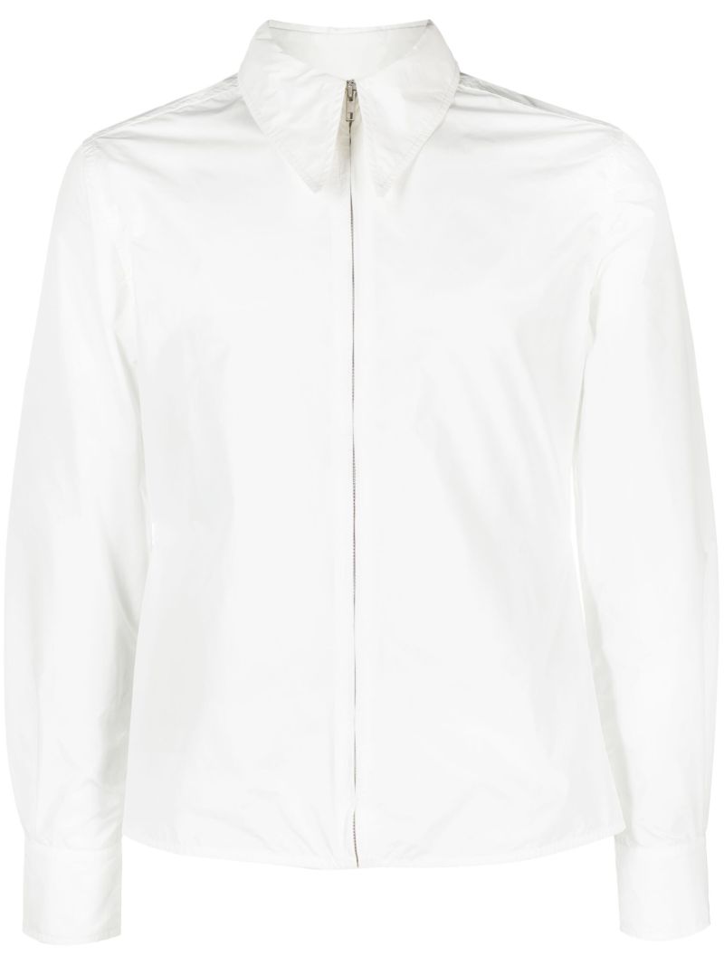 White Zip Up Peplum Shirt