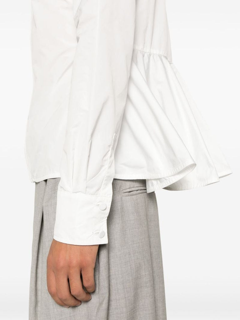 White Zip Up Peplum Shirt